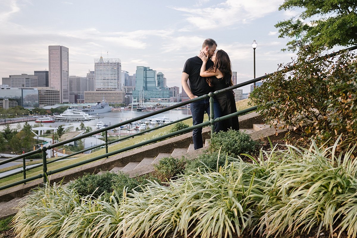 keri + joey | a cute, candid engagement atop federal hill at sunset