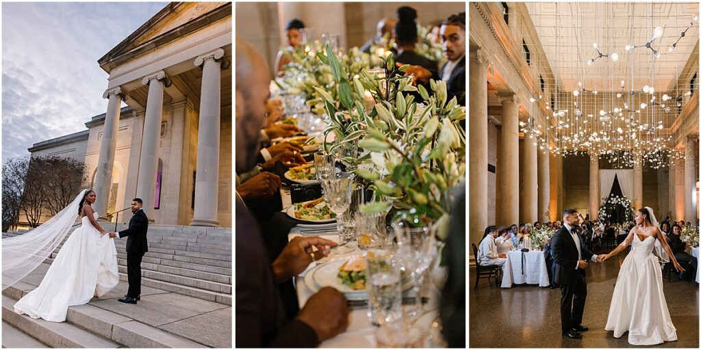 winter wedding reception inside fox court at baltimore museum of art